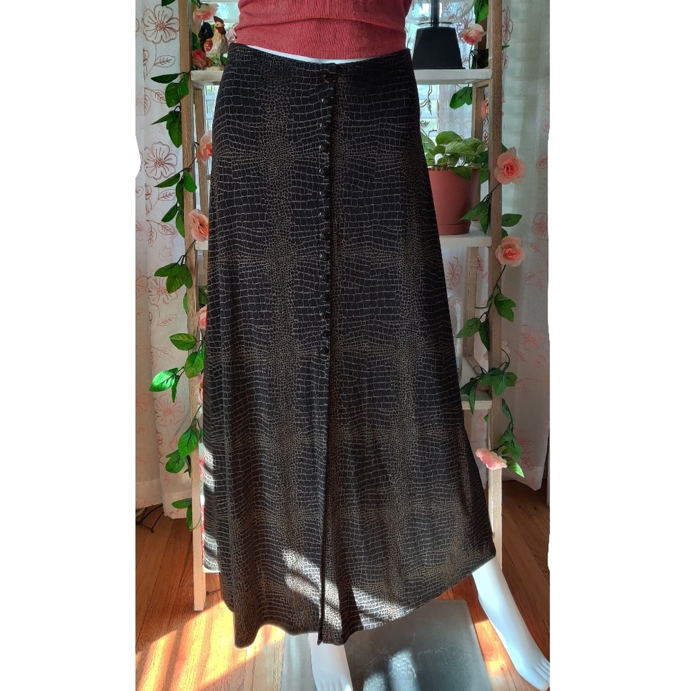 es.se Black & Tan Crackle Vintage Maxi Skirt Size Medium